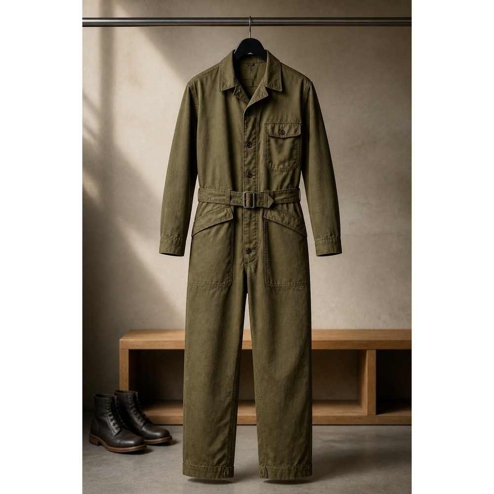 1951 US Army HBT Herringbone Twill Coveralls Korean War OD7 Wright Mfg Small